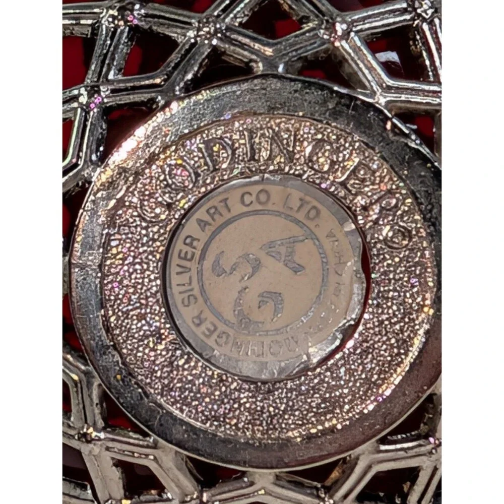 Godinger Silver Art Red Glass Ornament Silver Filigree Ball Christmas